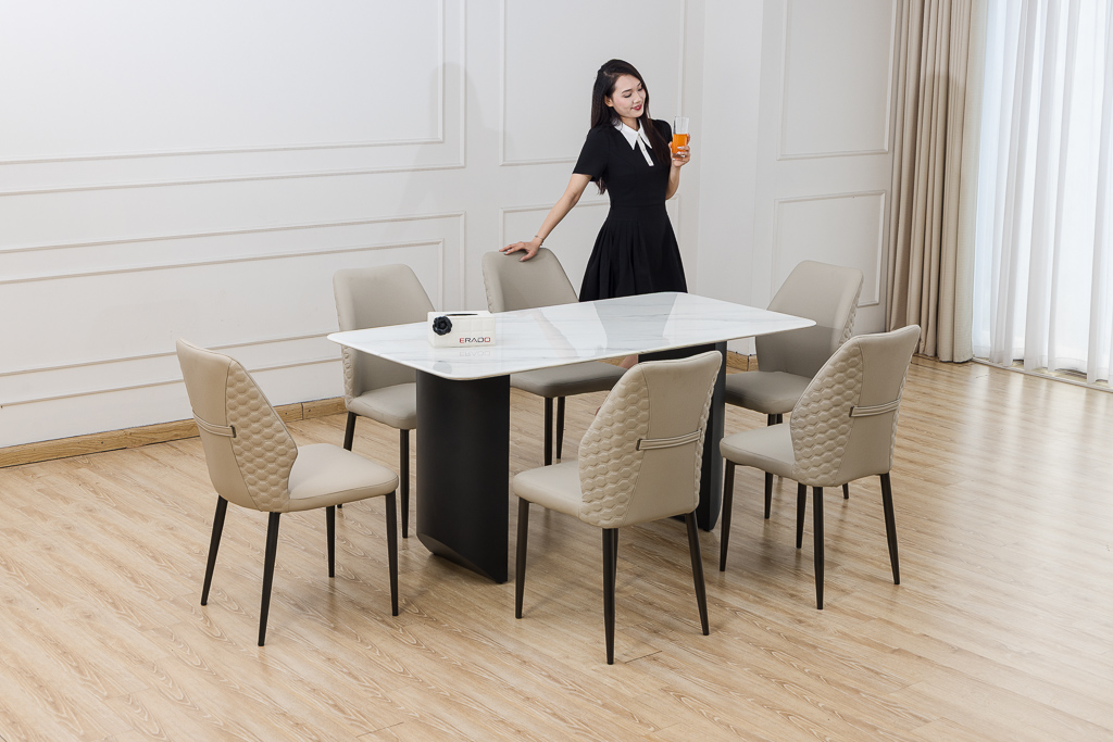 Bộ bàn ghế ăn mặt đá mã DF101
