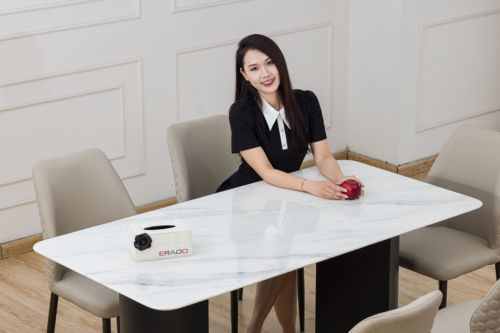 Bộ bàn ghế ăn mặt đá mã DF101