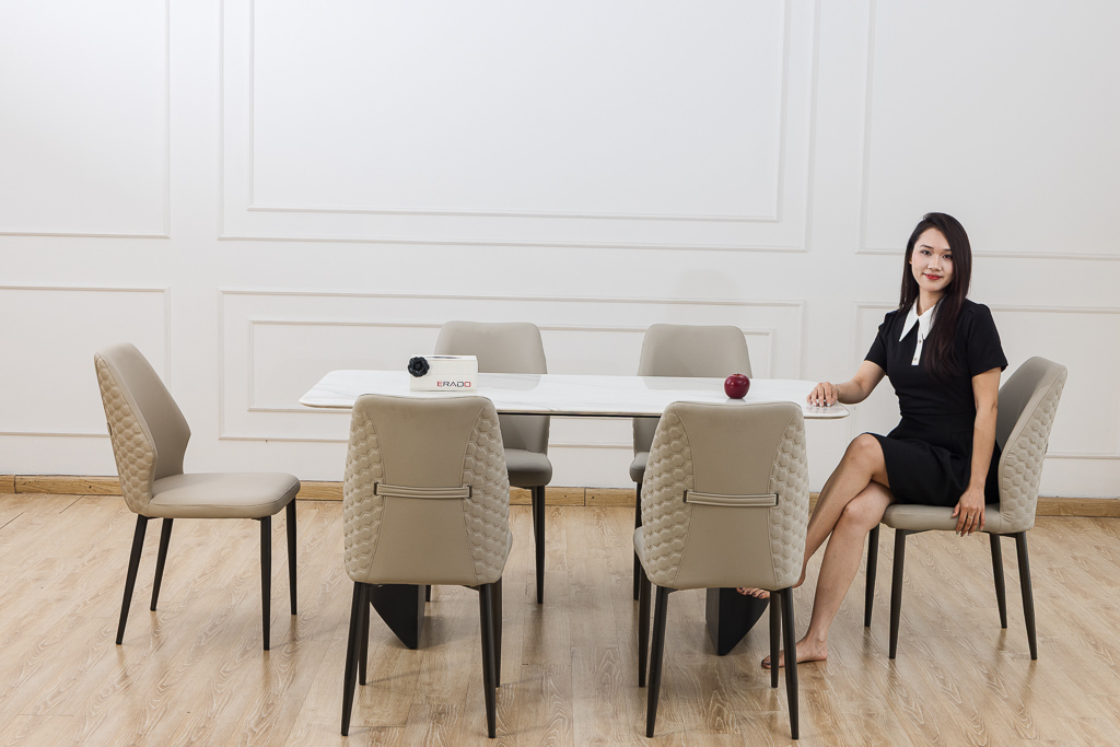 Bộ bàn ghế ăn mặt đá mã DF101