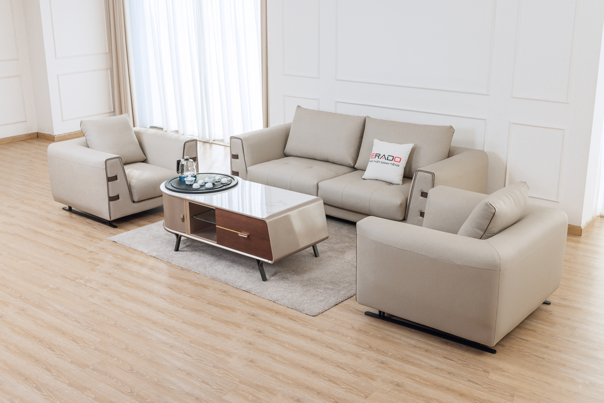 Bộ ghế sofa da NV04 hiện đại cho phòng khách