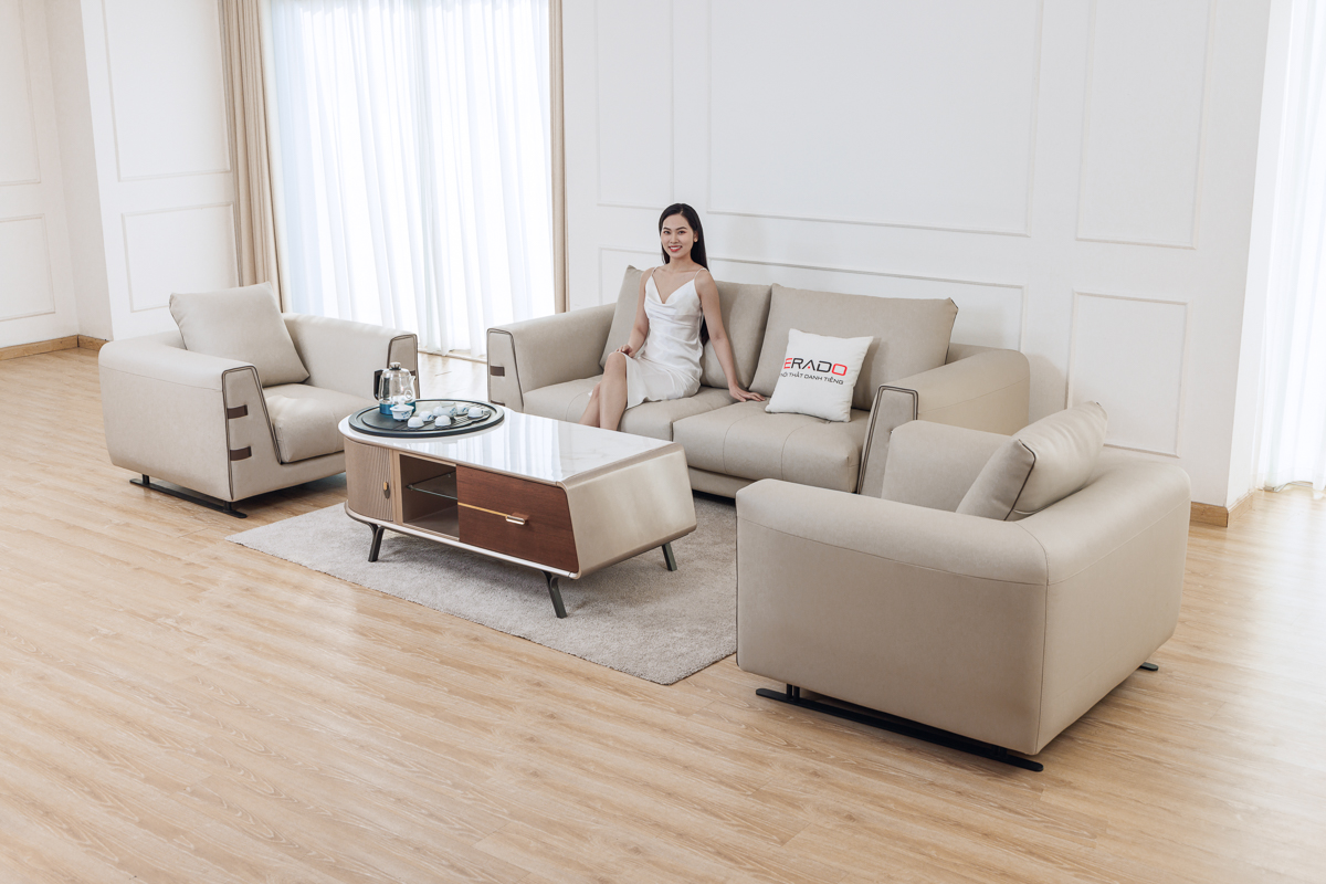Bộ ghế sofa da NV04 hiện đại cho phòng khách