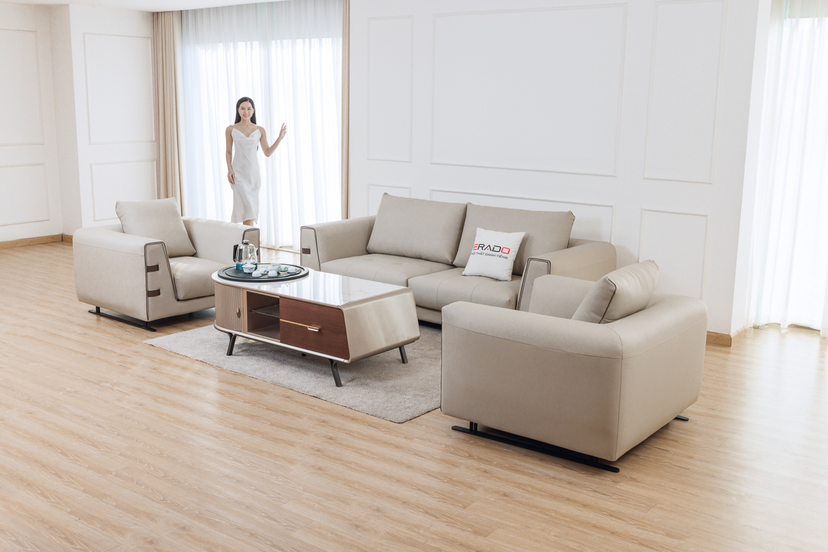 Bộ ghế sofa da NV04 hiện đại cho phòng khách