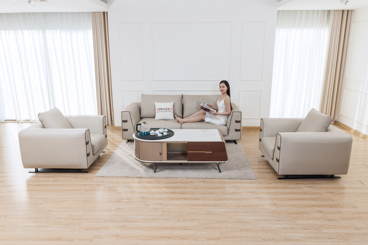 Bộ ghế sofa da NV04 hiện đại cho phòng khách