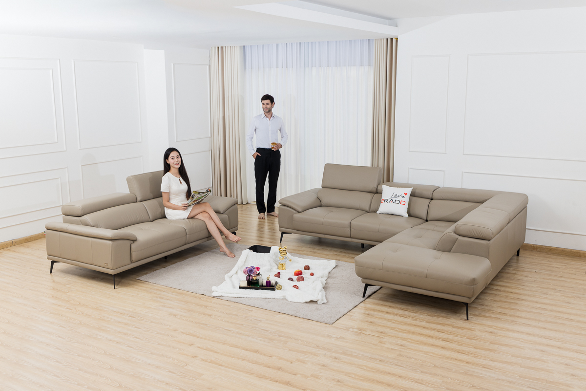 Bộ sofa da bò 2185 - Sang trọng từng điểm chạm