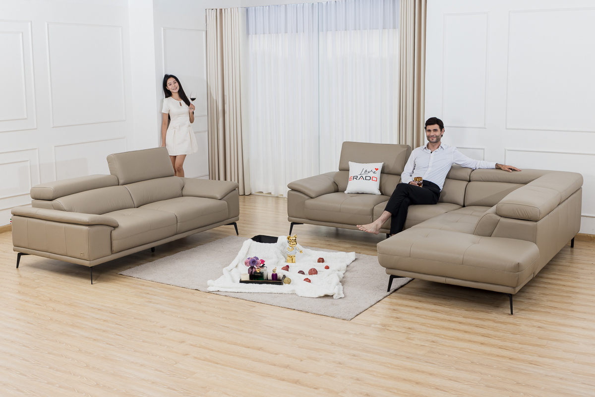 Bộ sofa da bò 2185 - Sang trọng từng điểm chạm
