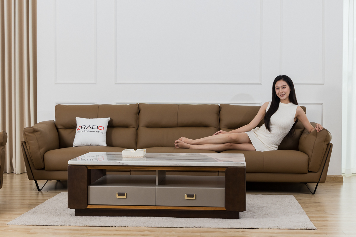 Bộ sofa da bò Ý cao cấp mã 9122A