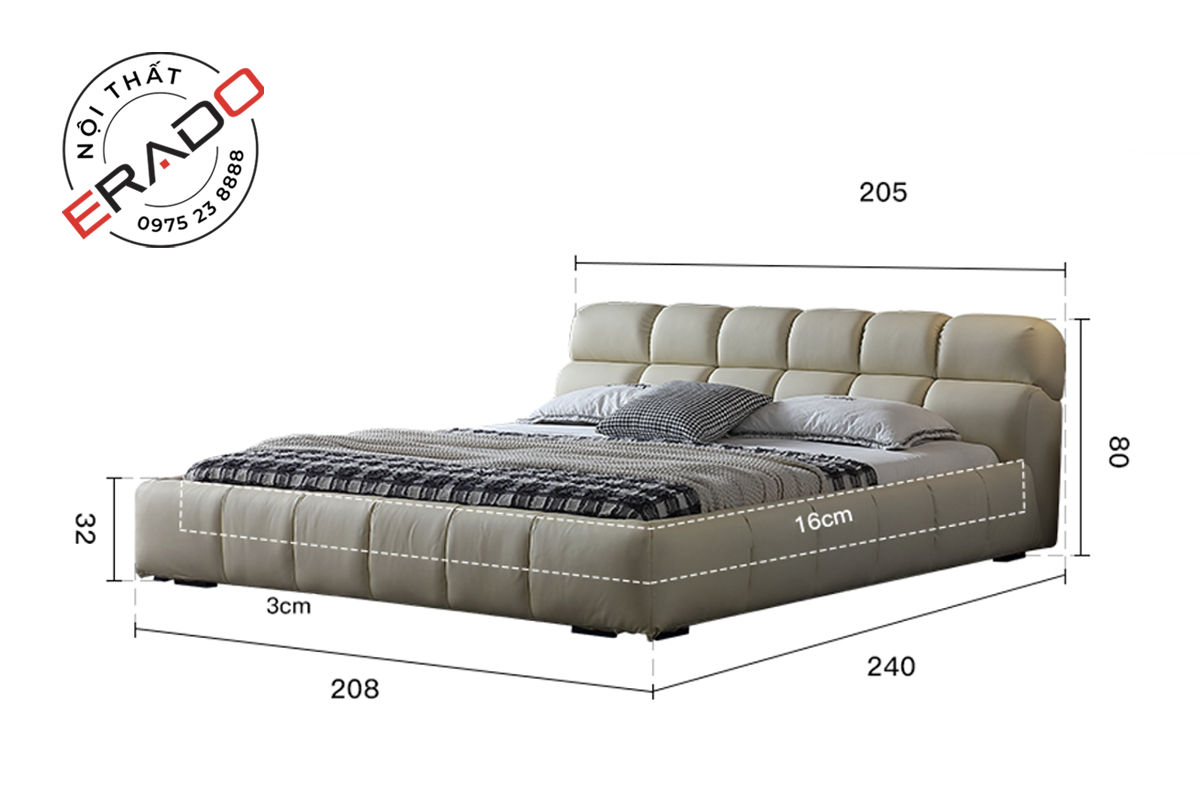 Giường ngủ vải nhập khẩu mã 225