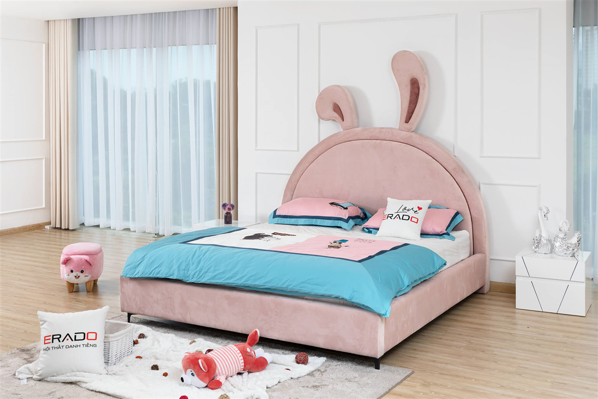 Giường ngủ vải thỏ hồng mã AT8