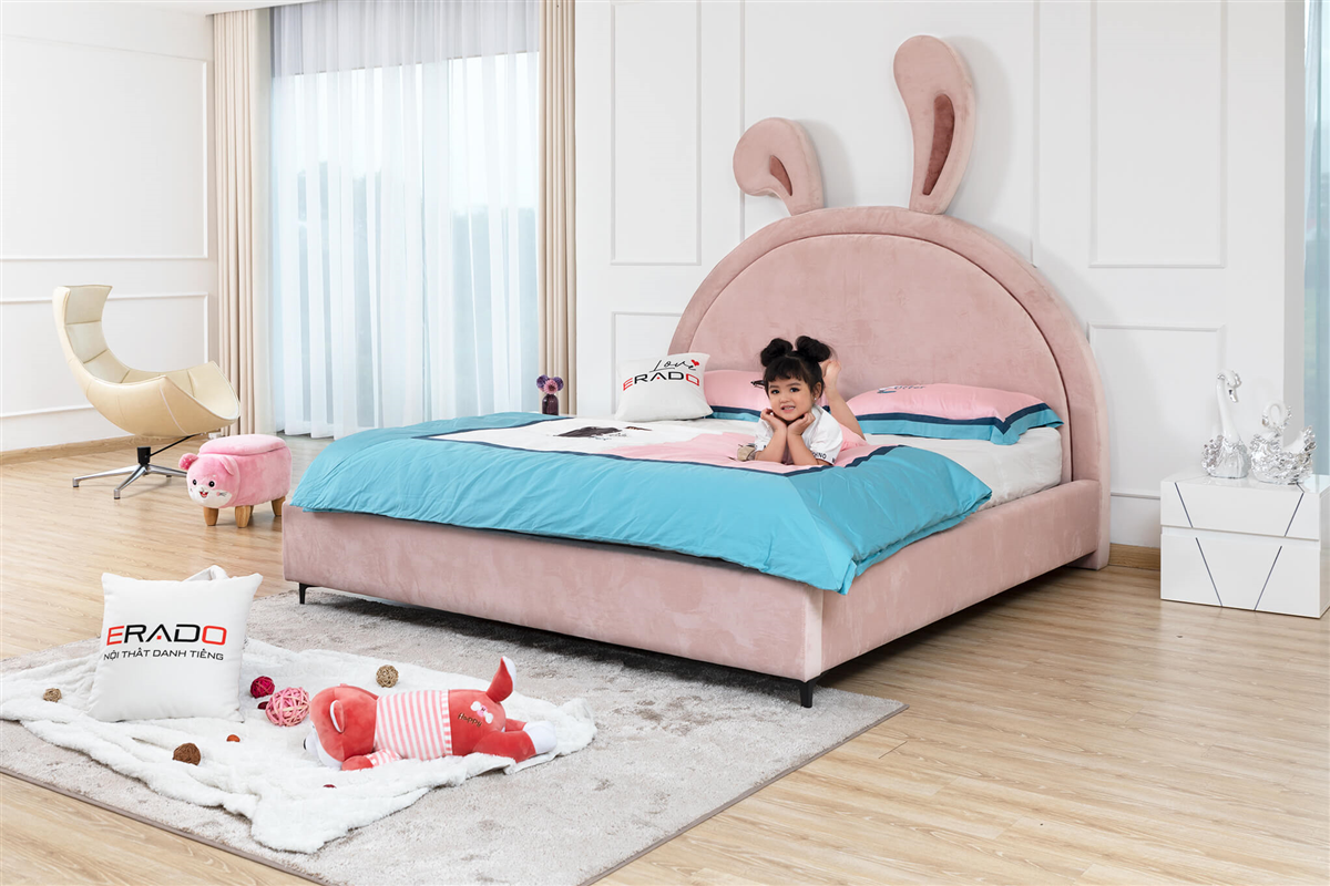 Giường ngủ vải thỏ hồng mã AT8