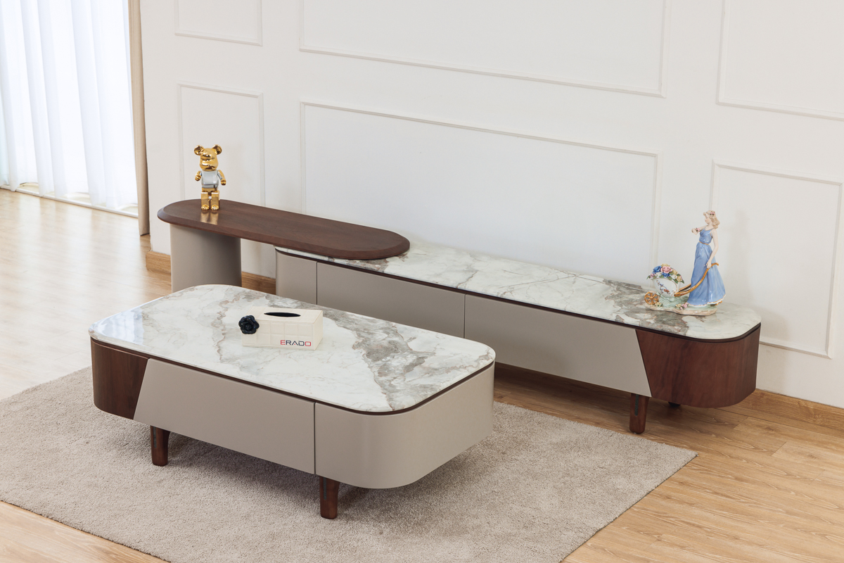 Kệ ti vi mặt đá phối gỗ thông minh mã 567