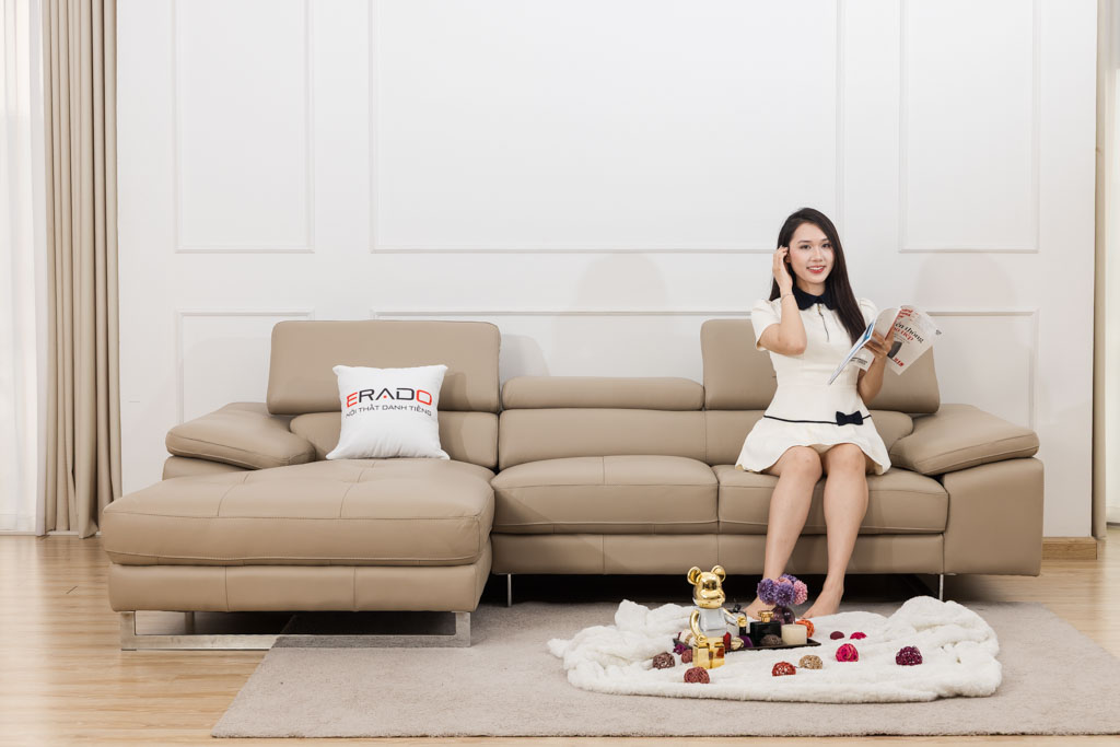 Sofa da bò 2129L - Nâng tầm cả phòng khách