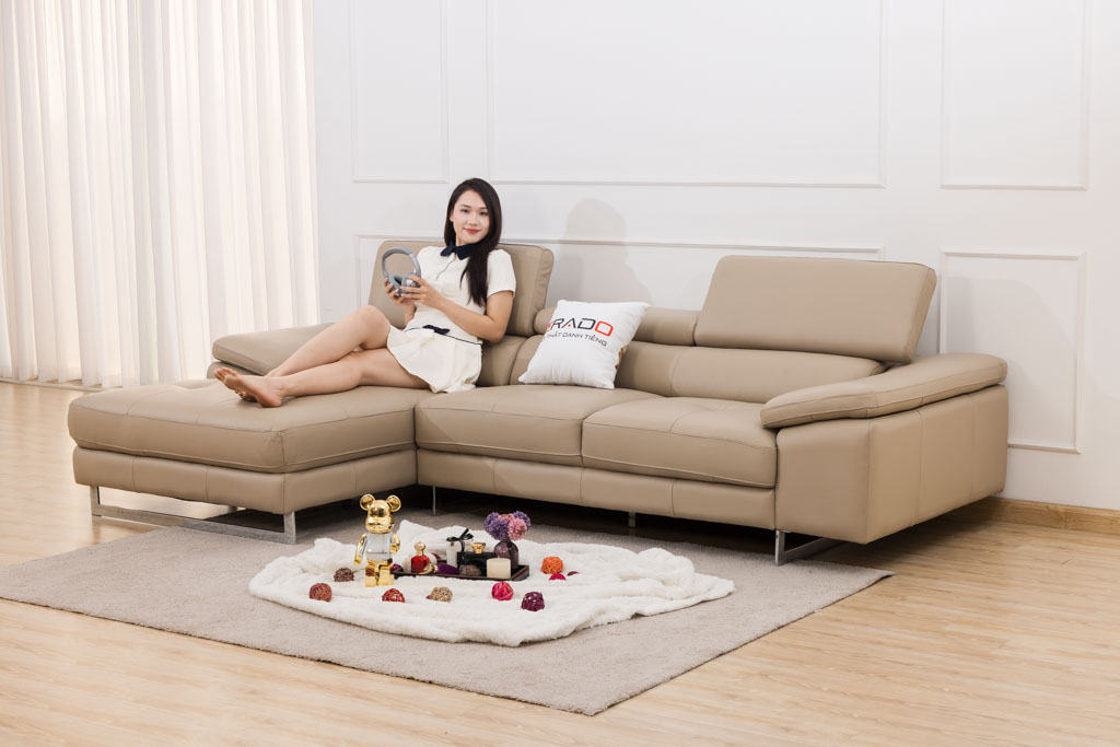 Sofa da bò 2129L - Nâng tầm cả phòng khách