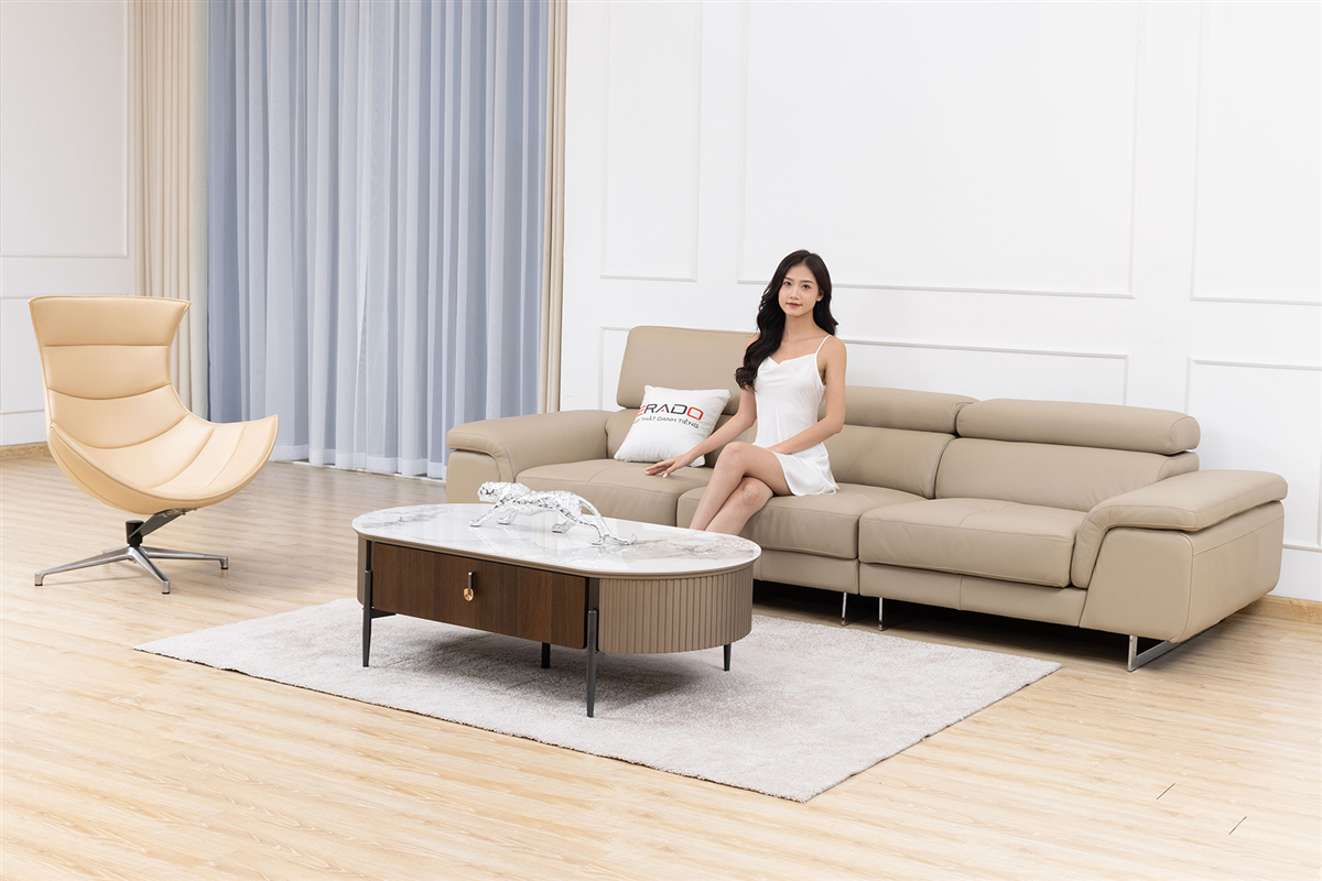 Sofa da bò 2m9 điều chỉnh đệm ngồi linh hoạt