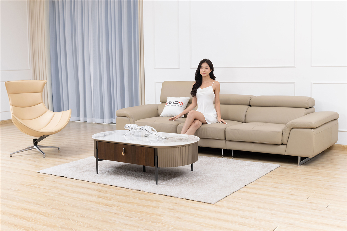 Sofa da bò 2m9 điều chỉnh đệm ngồi linh hoạt