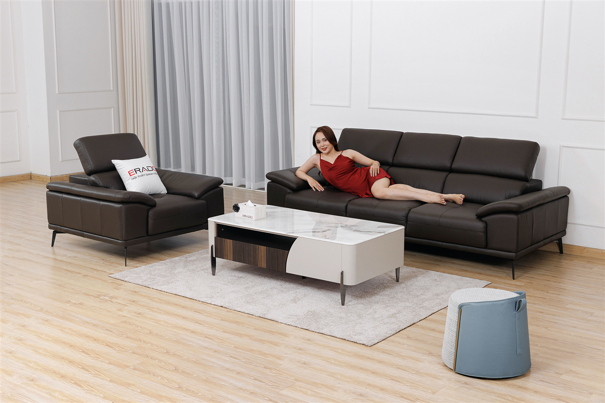 Sofa da bò thật 2185B - Êm sâu hoàn hảo