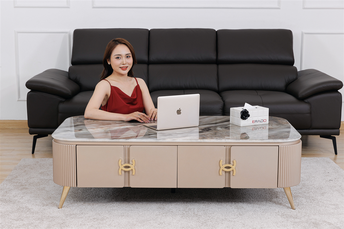 Sofa da bò thật 2185B - Êm sâu hoàn hảo