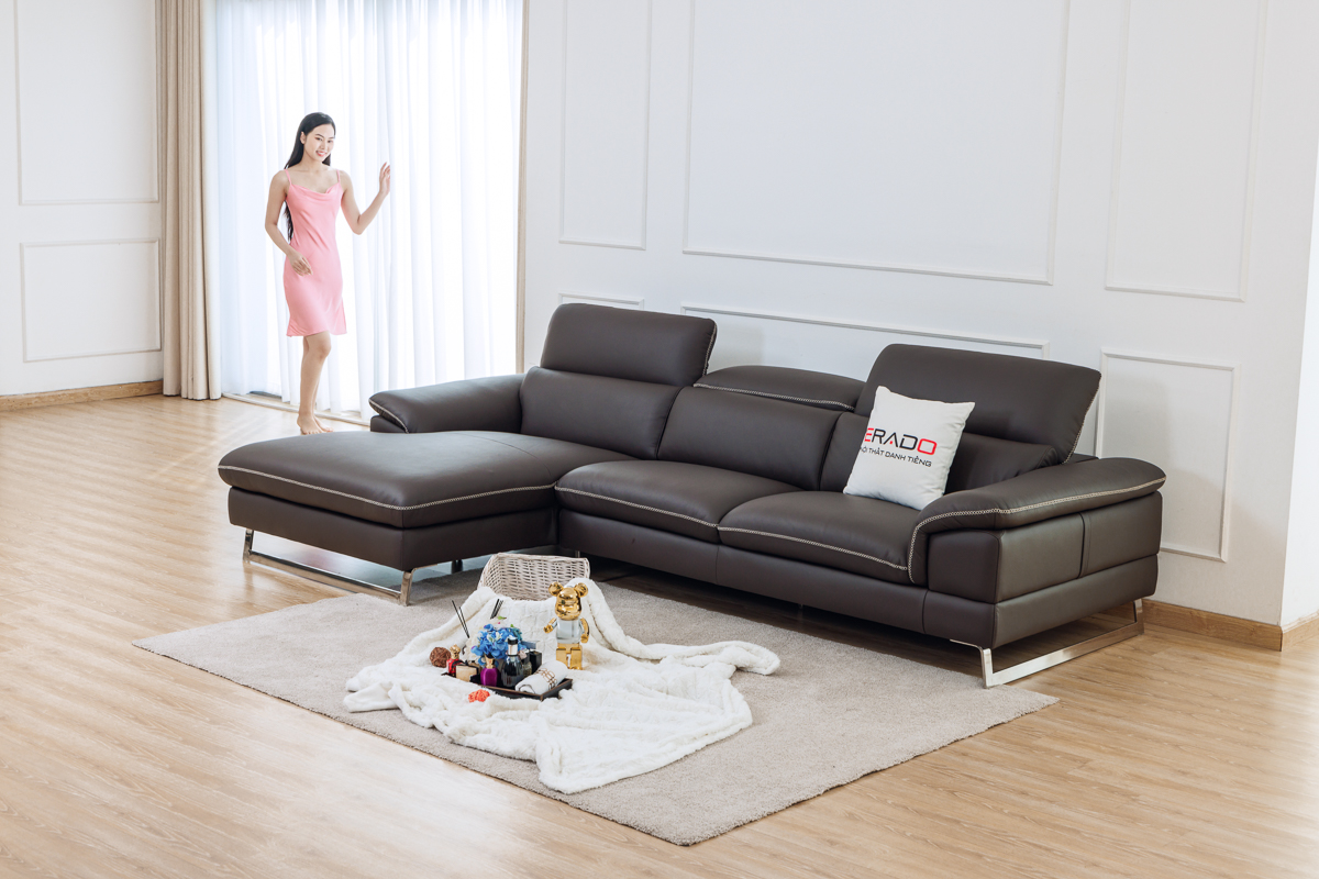 Sofa da bò thật 548 - Hoàn hảo cho phòng khách