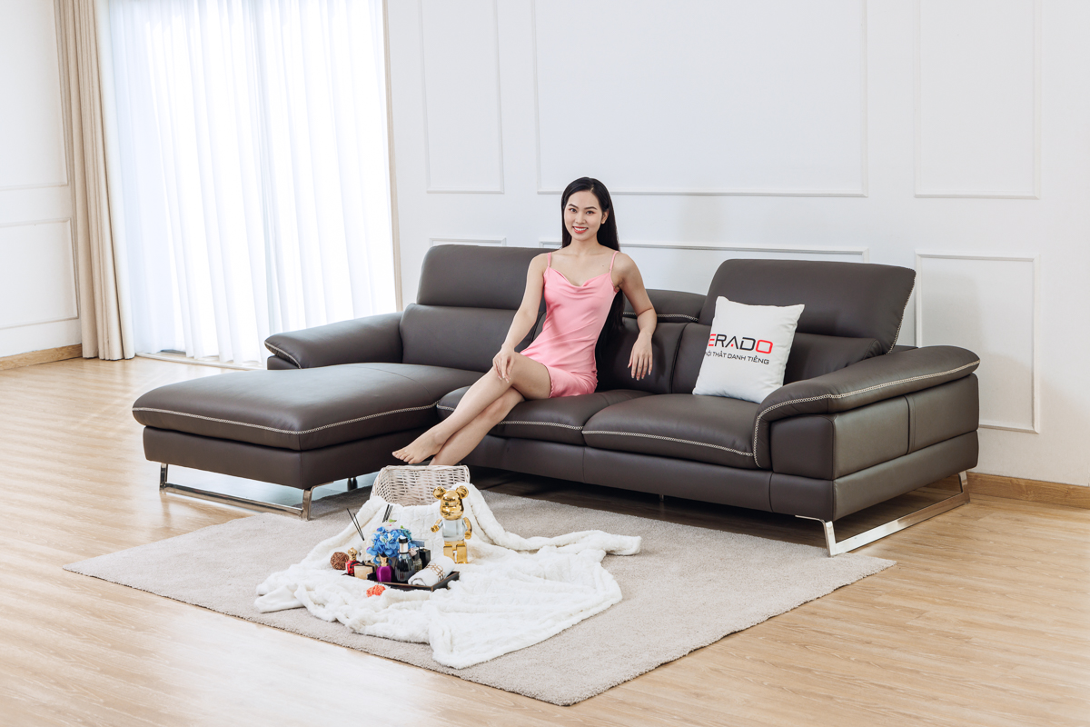 Sofa da bò thật 548 - Hoàn hảo cho phòng khách