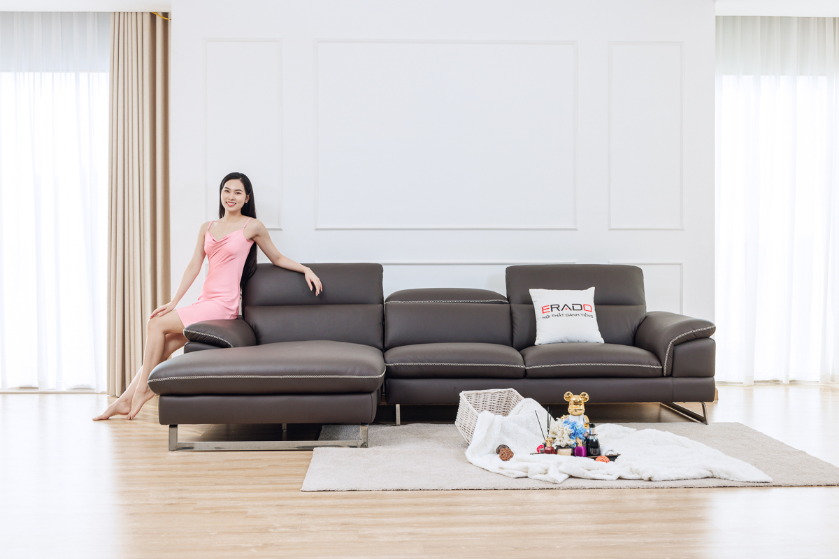 Sofa da bò thật 548 - Hoàn hảo cho phòng khách