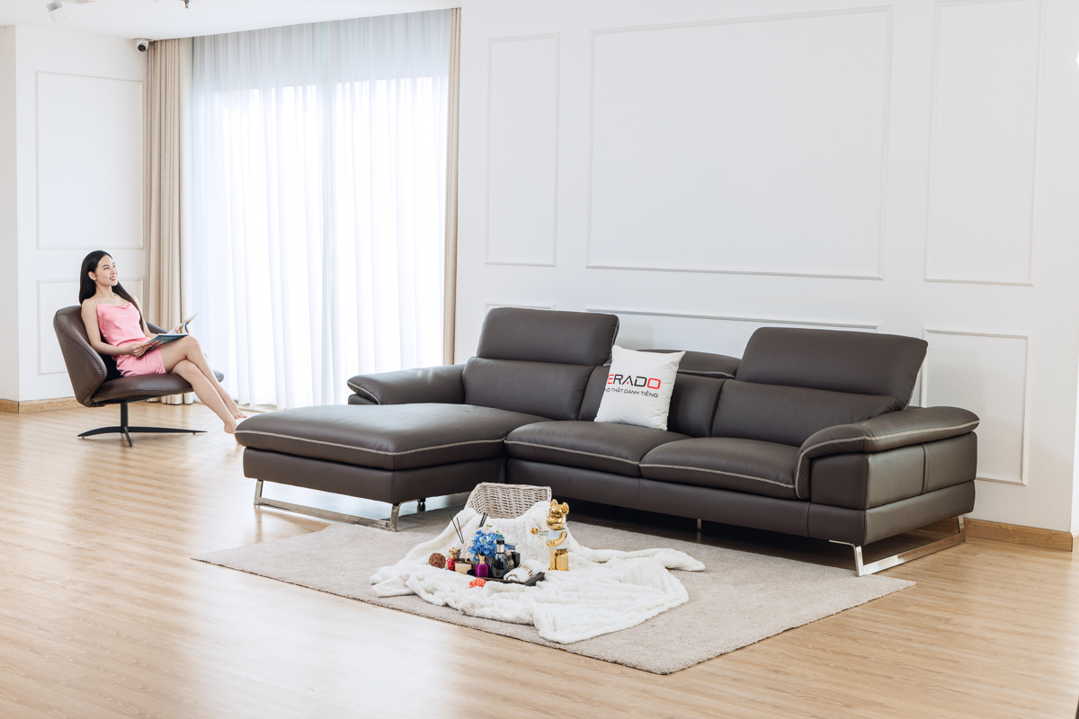 Sofa da bò thật 548 - Hoàn hảo cho phòng khách