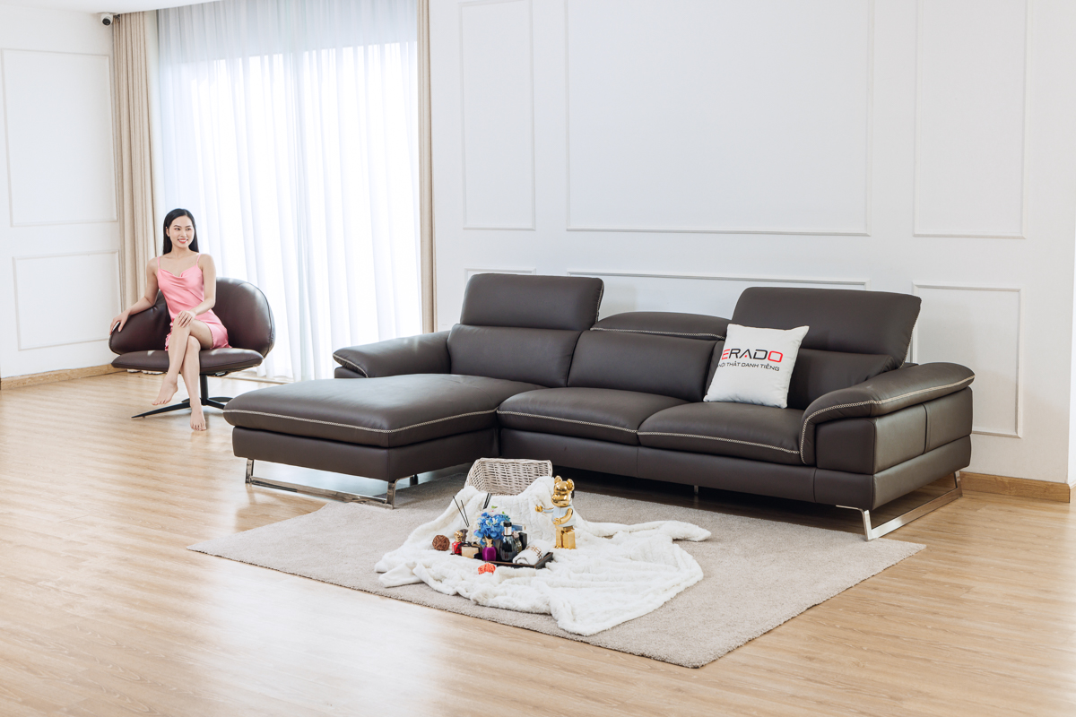 Sofa da bò thật 548 - Hoàn hảo cho phòng khách
