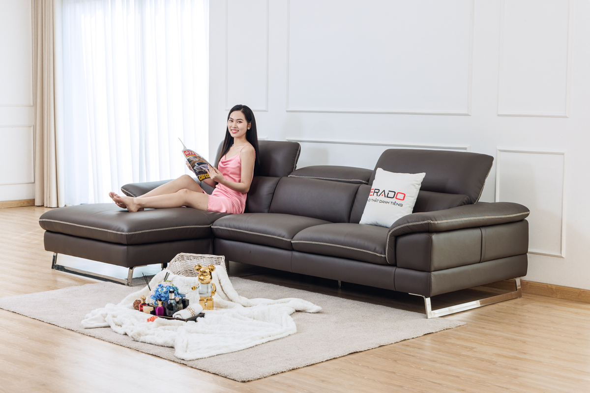 Sofa da bò thật 548 - Hoàn hảo cho phòng khách