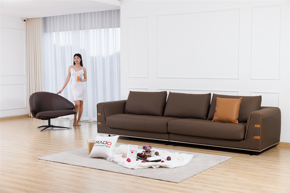 Sofa da bò Ý mã 9110 tinh tế đậm chất âu