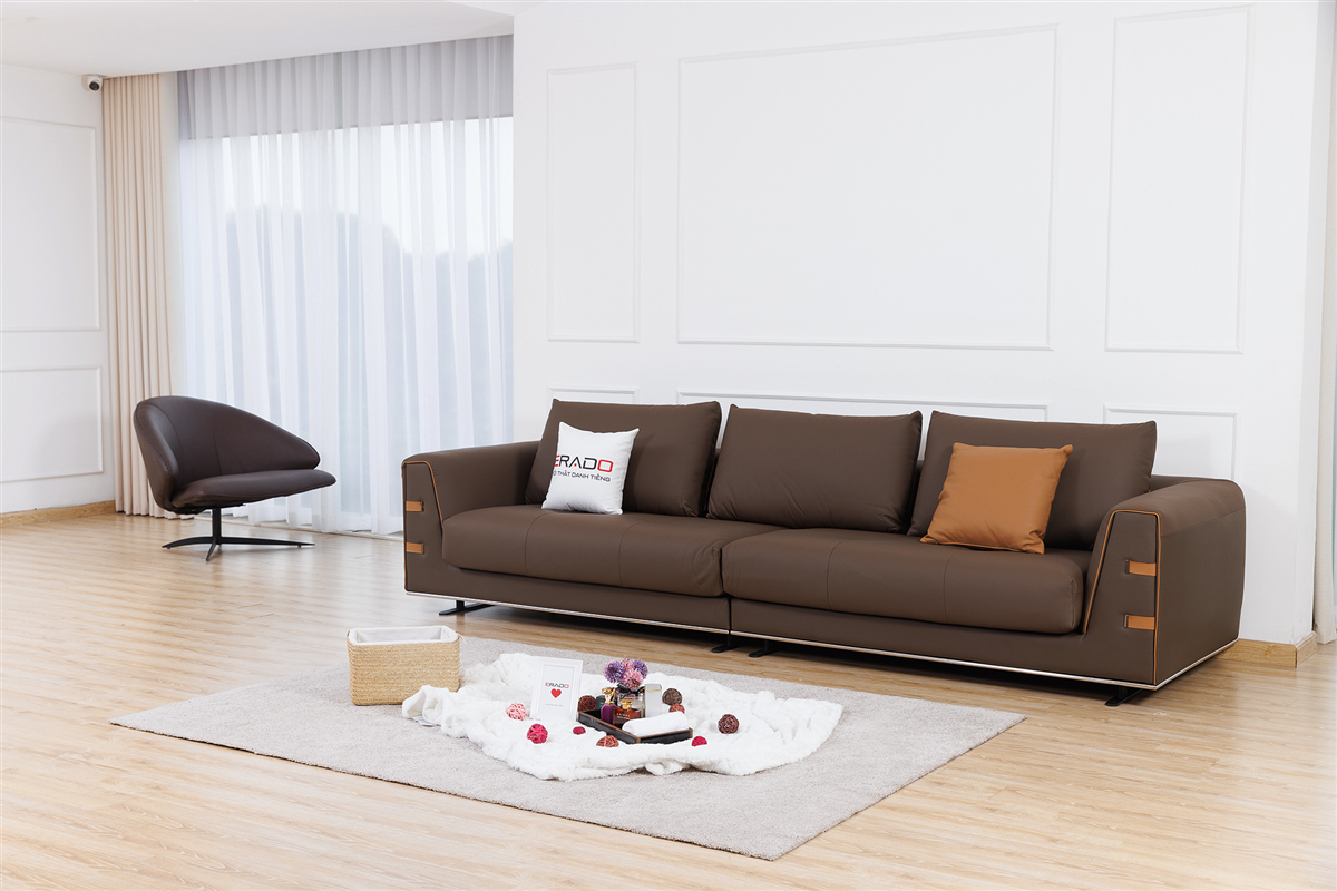 Sofa da bò Ý mã 9110 tinh tế đậm chất âu