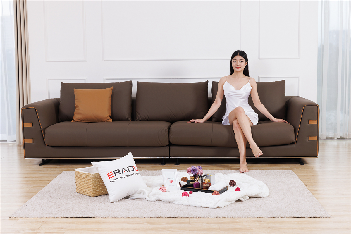 Sofa da bò Ý mã 9110 tinh tế đậm chất âu