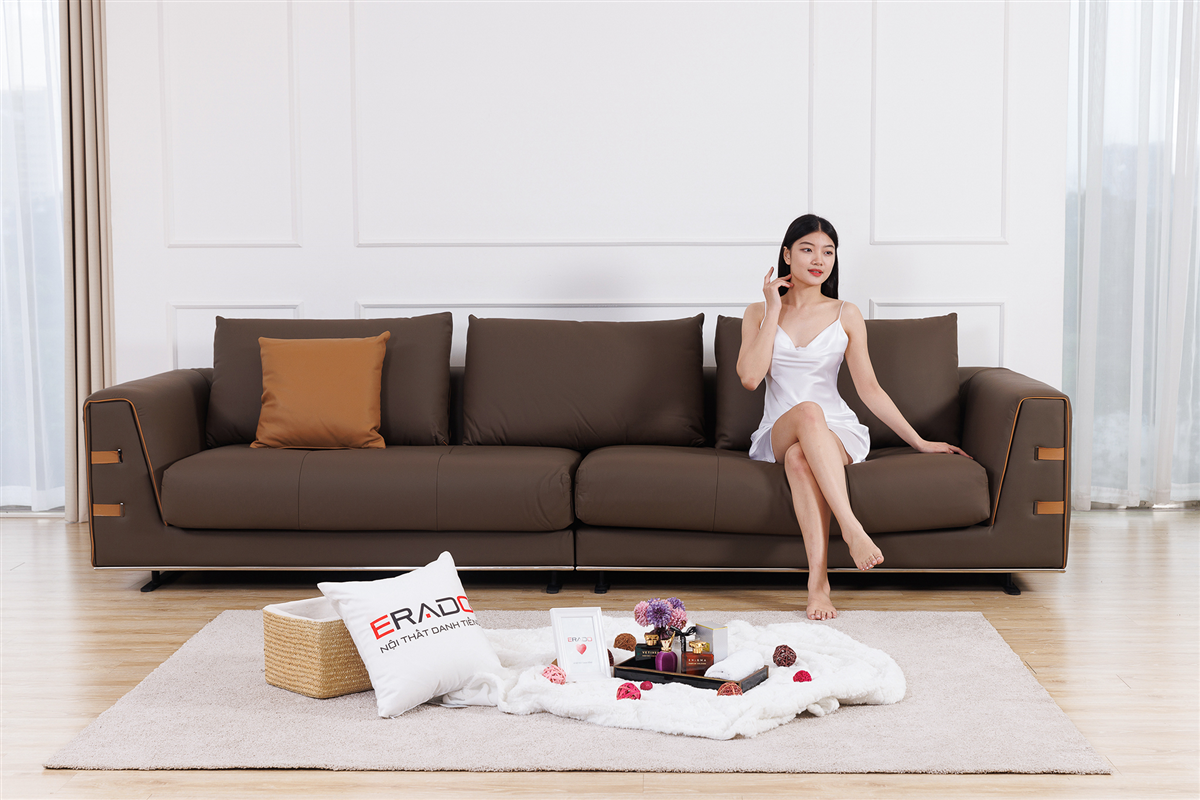 Sofa da bò Ý mã 9110 tinh tế đậm chất âu