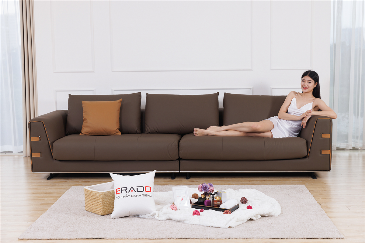 Sofa da bò Ý mã 9110 tinh tế đậm chất âu