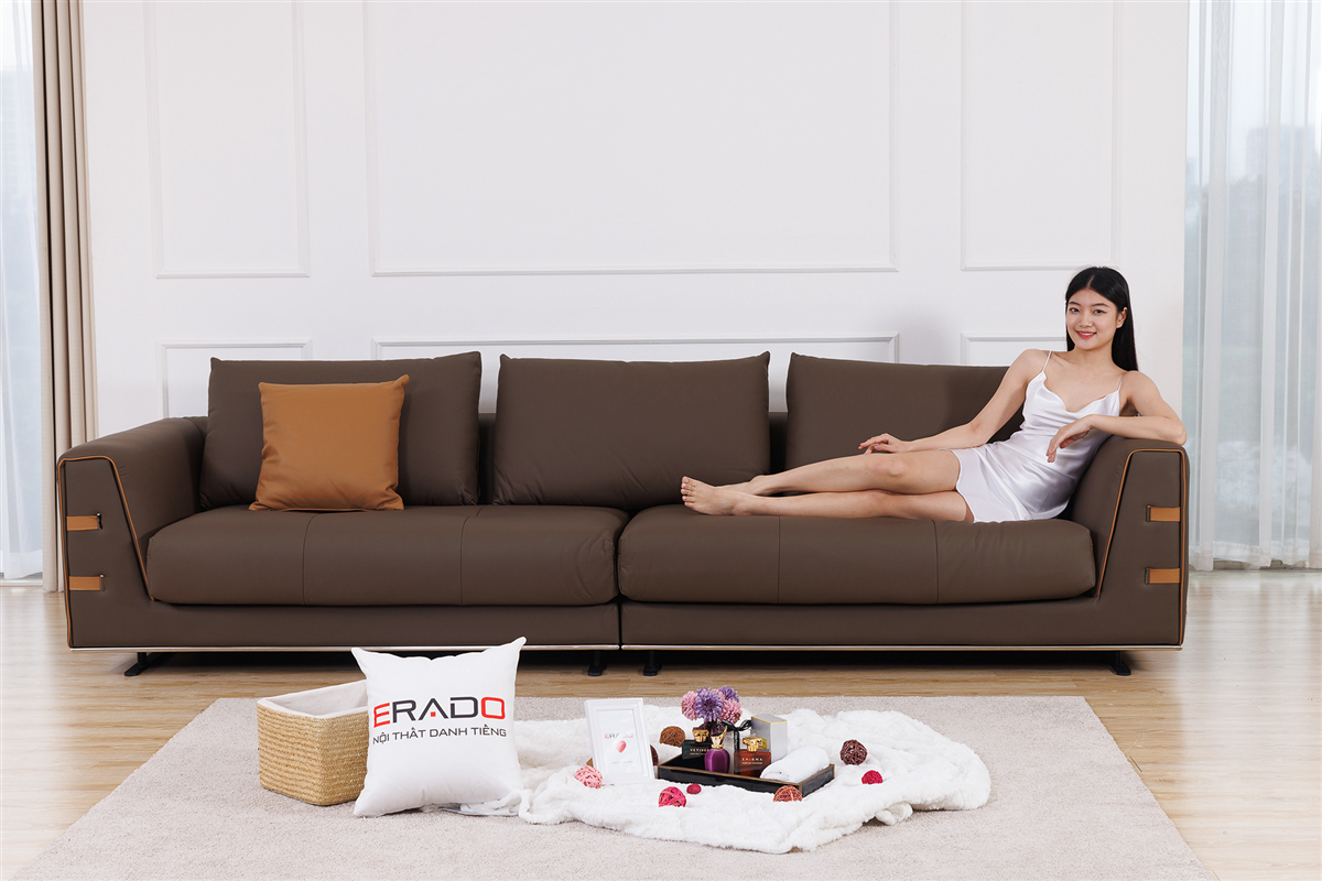 Sofa da bò Ý mã 9110 tinh tế đậm chất âu