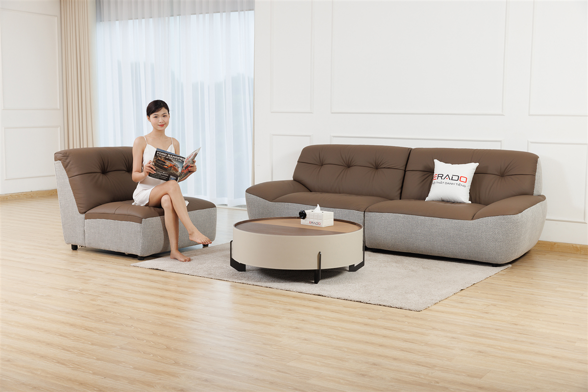 Sofa da bò Ý nhập nguyên bộ mã 9157