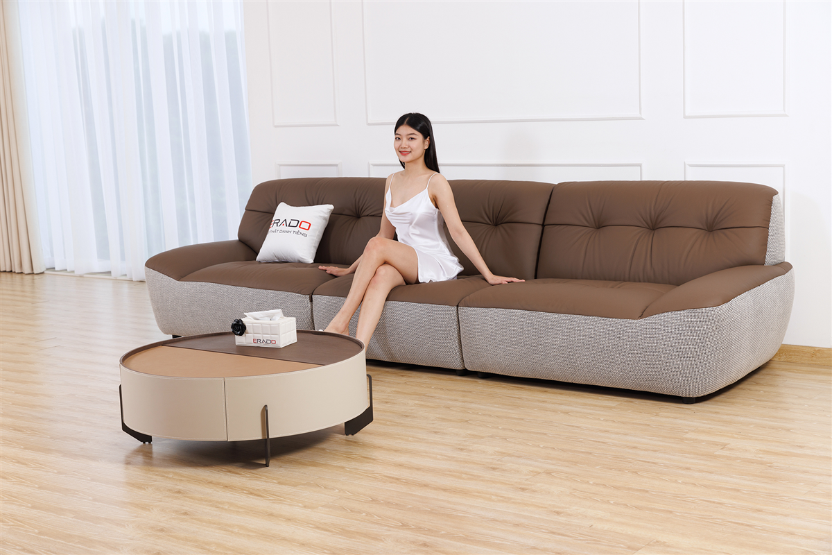 Sofa da bò Ý nhập nguyên bộ mã 9157