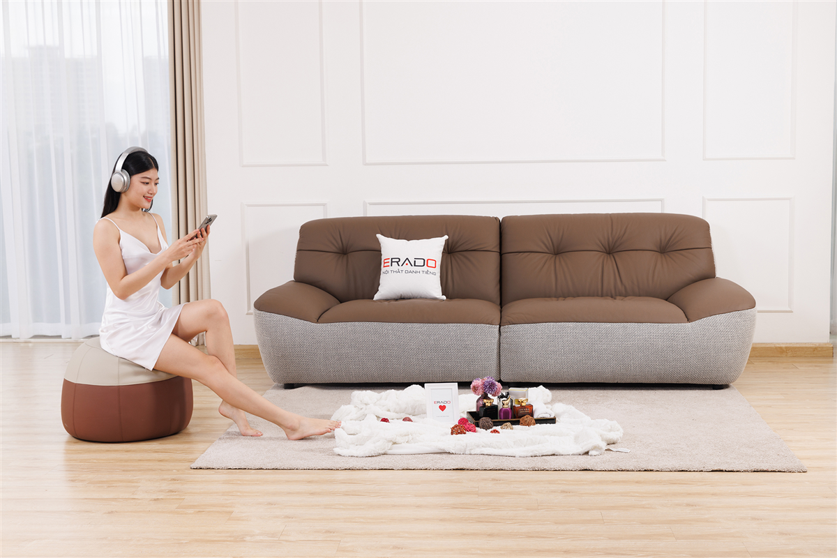 Sofa da bò Ý nhập nguyên bộ mã 9157A