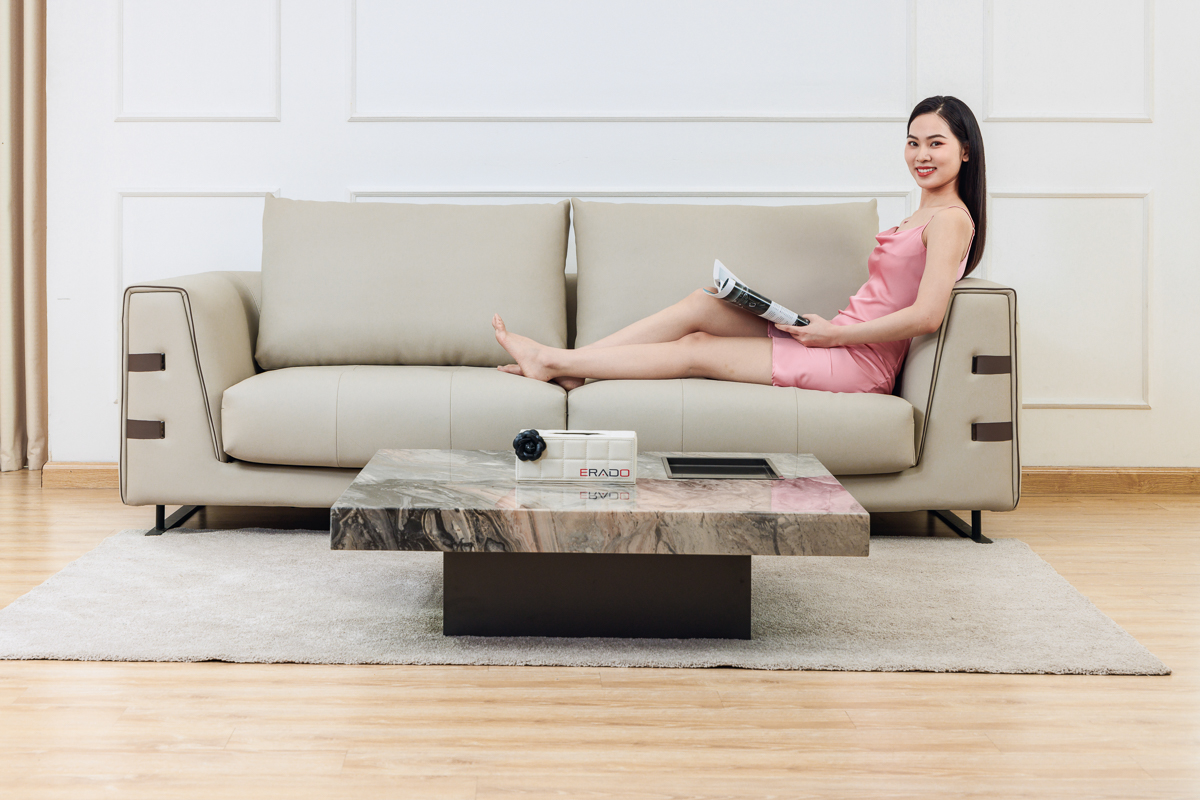 Sofa da cho phòng khách NV04