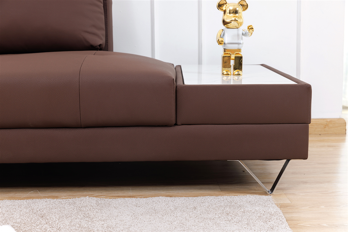 Sofa da đi kèm táp đá cho phòng khách nhỏ AM26-L4