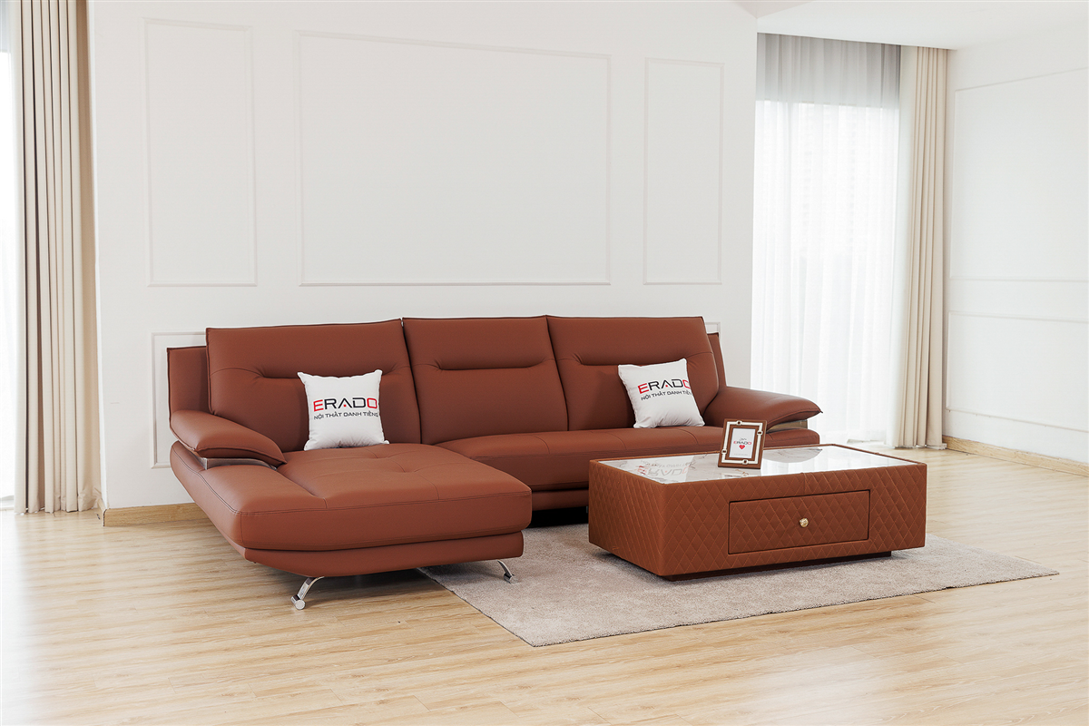 Sofa da màu nâu trầm sang trọng M49-1