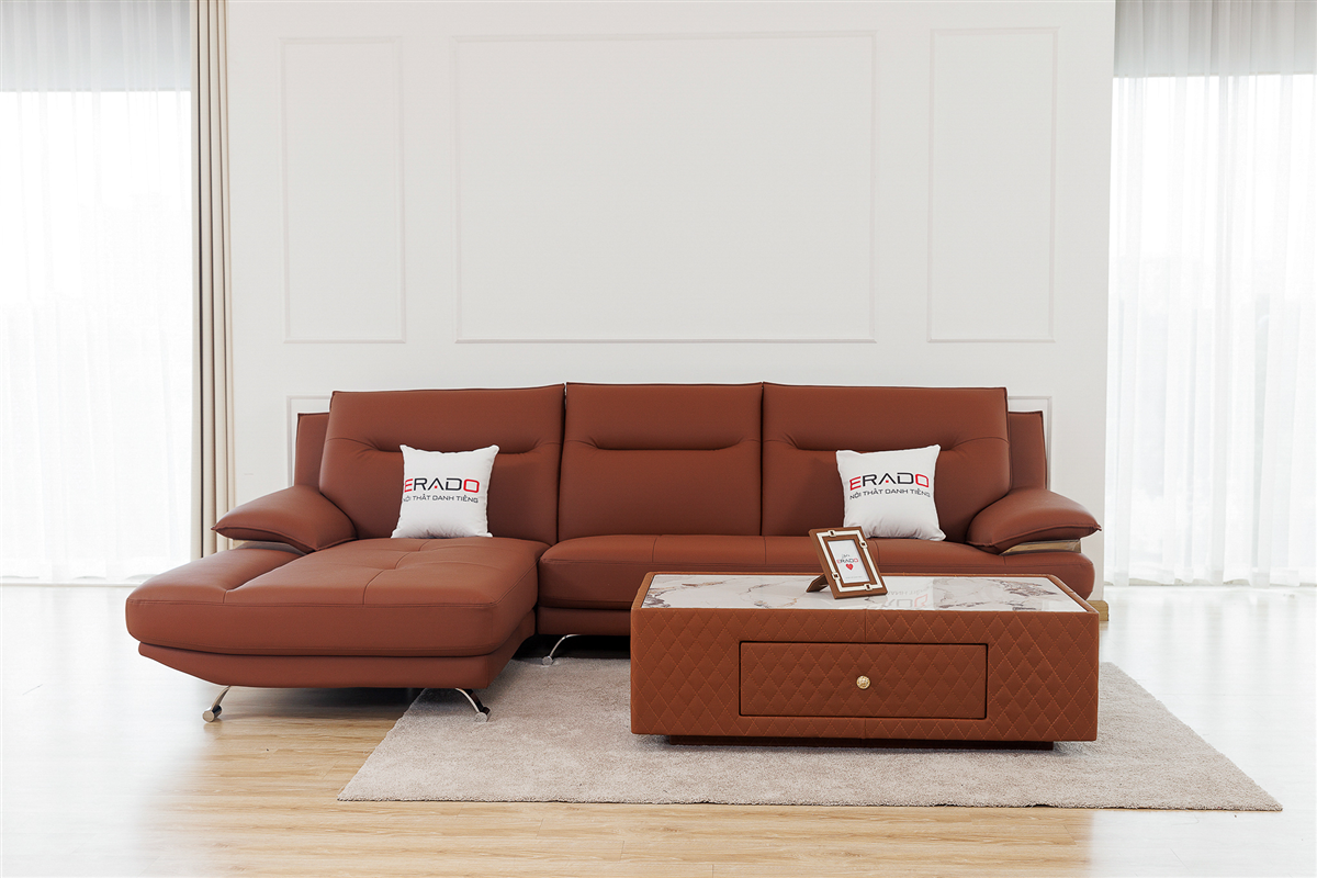 Sofa da màu nâu trầm sang trọng M49-1