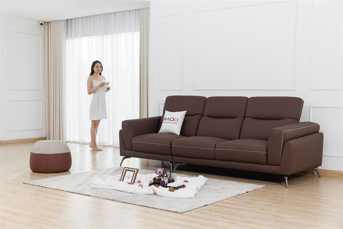 Sofa da QV03-2 - Cải tiến mới êm sâu gấp 3 lần