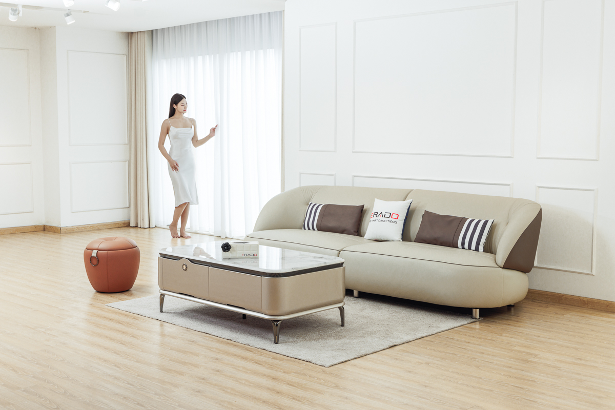 Sofa da thật đẹp hiện đại cho phòng khách L59
