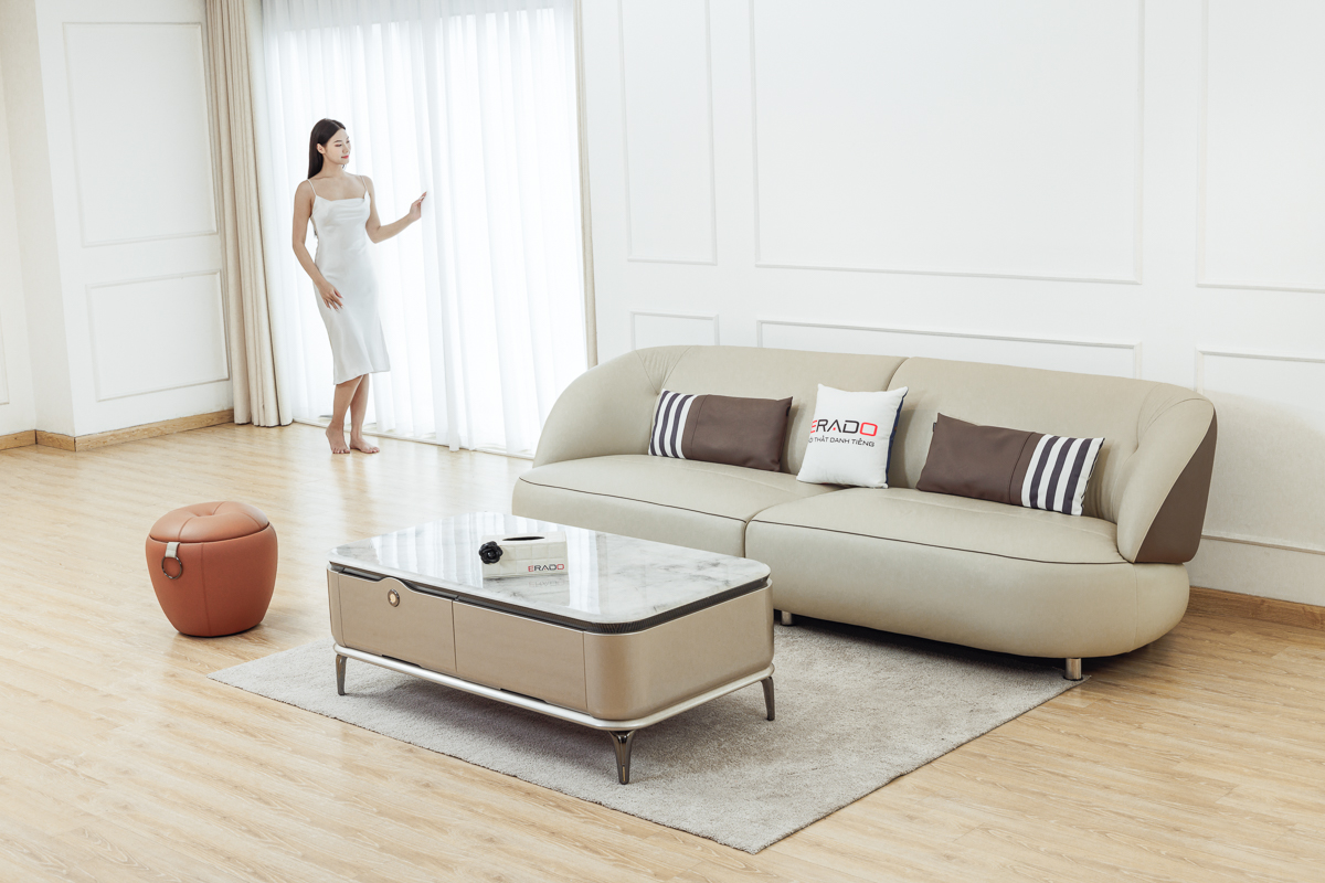 Sofa da thật đẹp hiện đại cho phòng khách L59