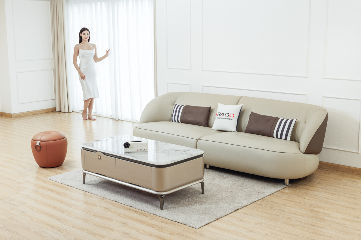 Sofa da thật đẹp hiện đại cho phòng khách L59