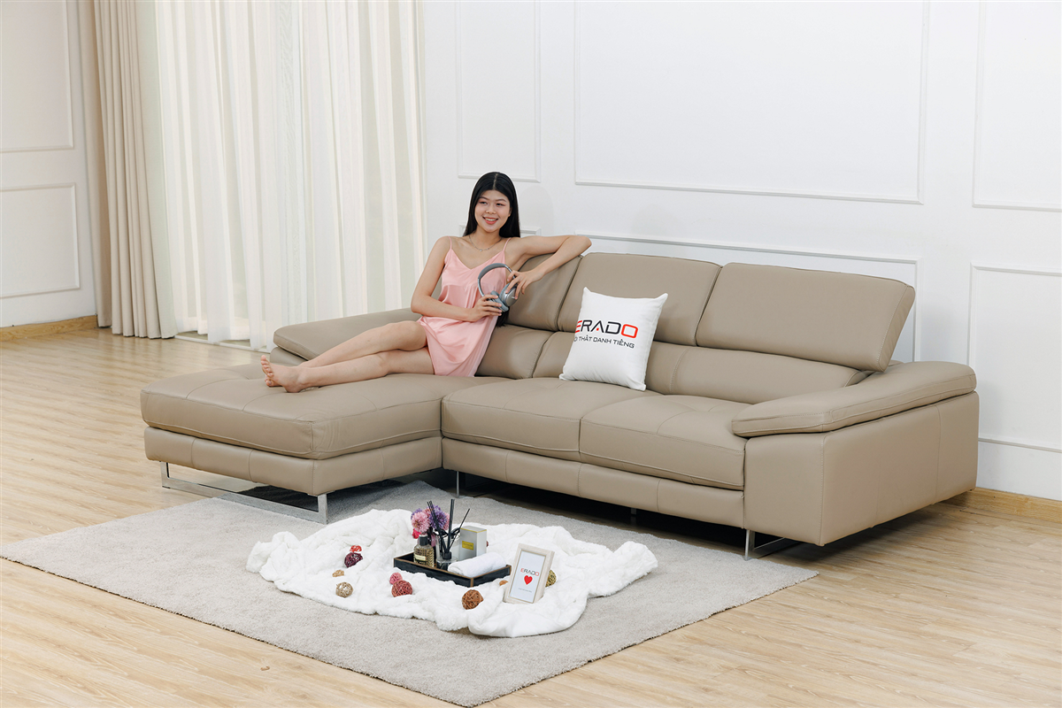 Sofa da thật nhập khẩu Malaysia mã 2129L-3