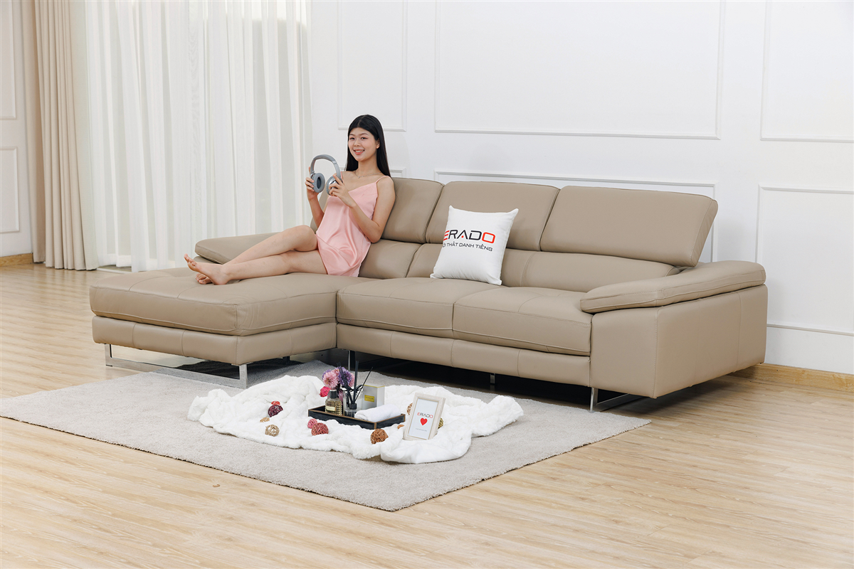 Sofa da thật nhập khẩu Malaysia mã 2129L-3