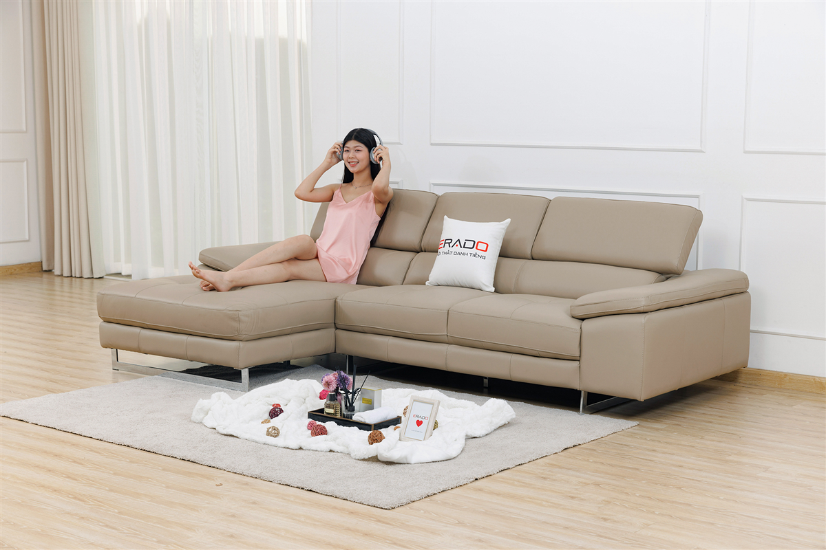 Sofa da thật nhập khẩu Malaysia mã 2129L-3