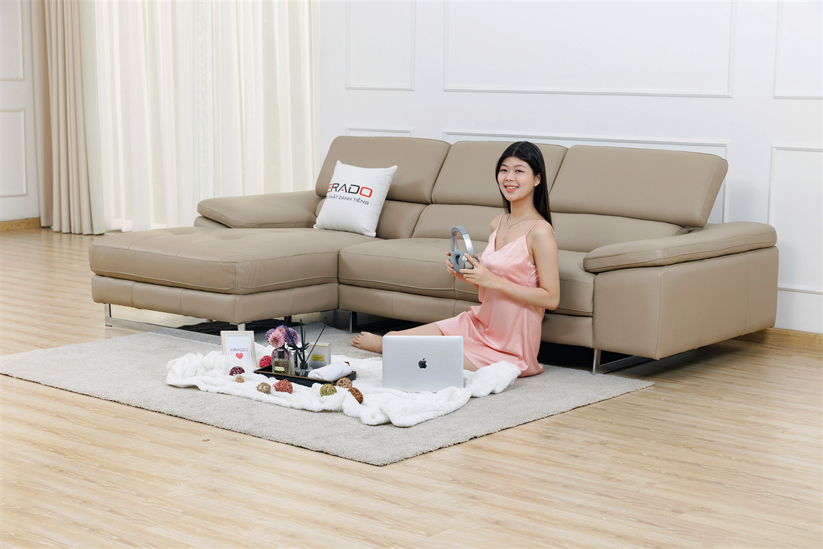 Sofa da thật nhập khẩu Malaysia mã 2129L-3