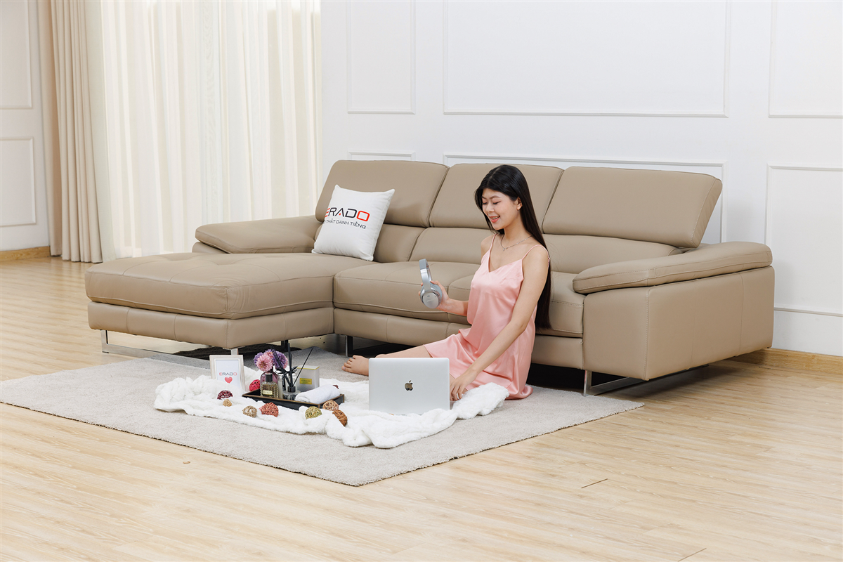 Sofa da thật nhập khẩu Malaysia mã 2129L-3