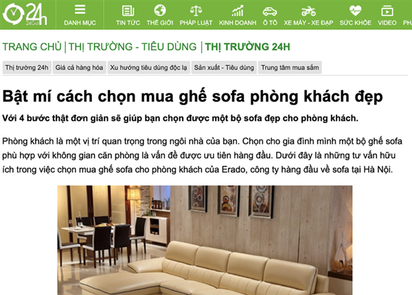 Báo 24h: Bật mí cách chọn mua ghế sofa phòng khách đẹp