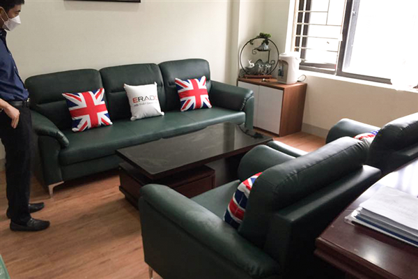 Bộ sofa văn phòng với tone màu xanh độc đáo đã được Công Ty Thái Hoà ở Đền Lừ sở hữu